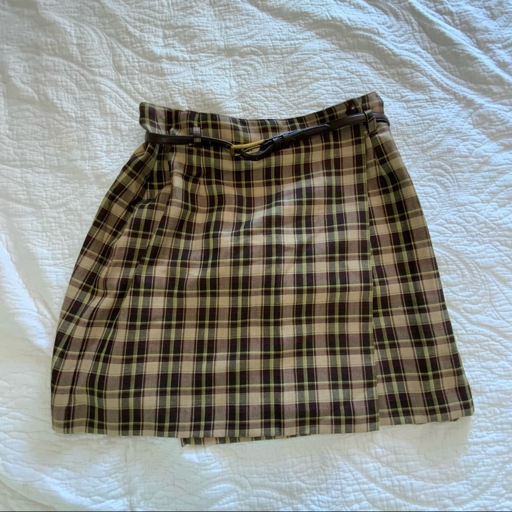 NY&Co Brown and Cream Plaid Skirt Women’s Size 14